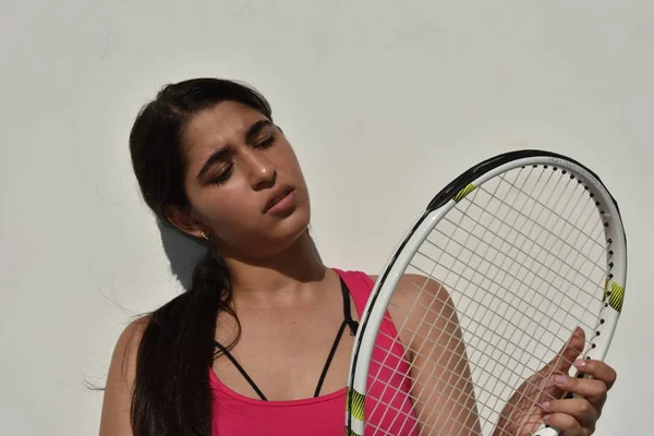 Verward Atletische Tennis Speler Tiener Vrouw — Stockfoto