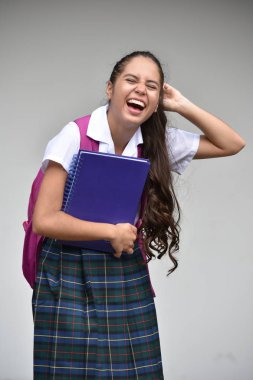 Katolik Kolombiya kız öğrenci üniforma gülüyor