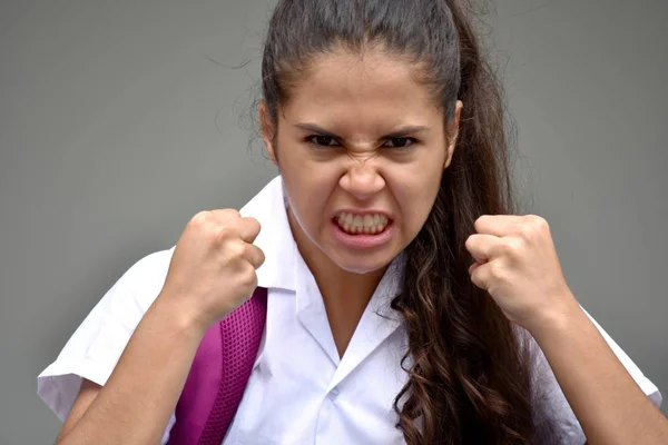 Gekke Katholieke Colombiaanse Vrouwelijke Student — Stockfoto