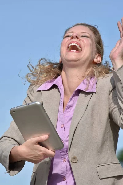 Erwachsene Geschäftsfrau Und Lachen — Stockfoto