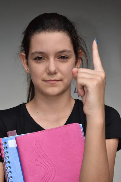 Pointing Girl Student — Stock Photo, Image