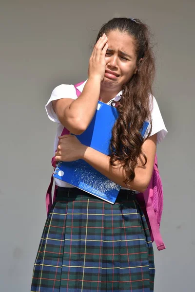 Persona Cattolica Colombiana Infelice Con Taccuino — Foto Stock