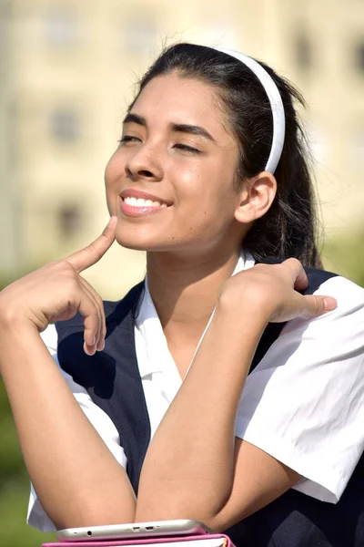 Cute Female Student Thinking — Stock Photo, Image