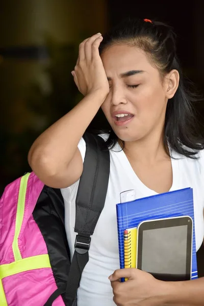 Menina Estudante Estresse Com Cadernos — Fotografia de Stock