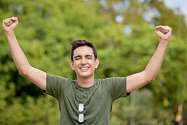 Male Soldier Happiness — Stock Photo, Image