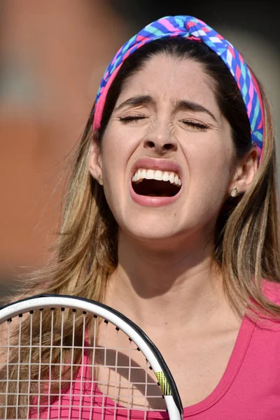 Stressed Athlete Colombian Girl Tennis Player