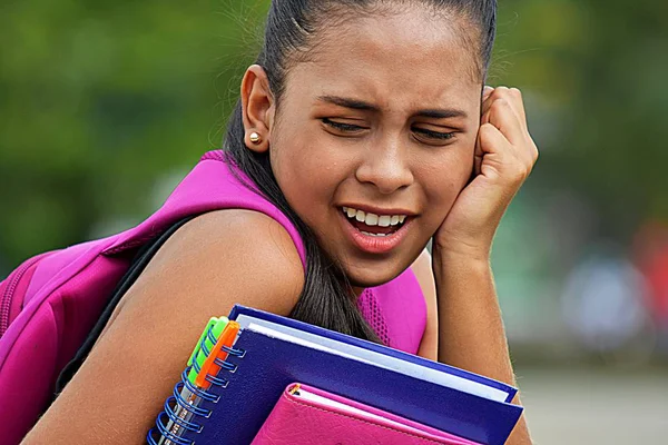 Mignon Adolescent Fille Étudiant Anxiété — Photo