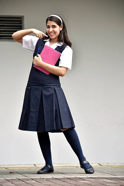 Cute Colombian Female Student Standing — Stock Photo, Image