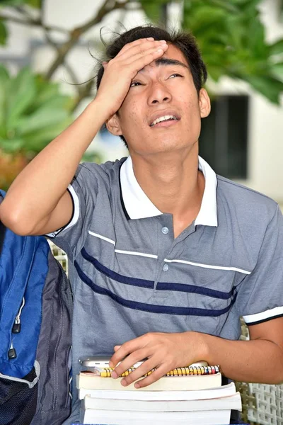 Contemplative Filipino Boy Student — Stock Photo, Image