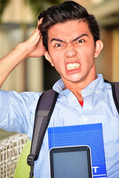 Stresující Filipínský Student Notebooky — Stock fotografie