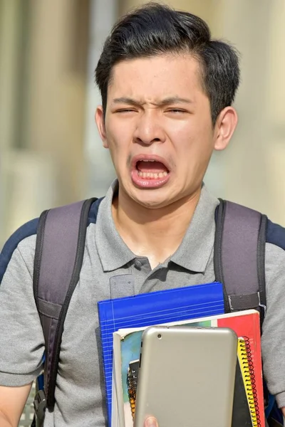 Asijské Muži Student Stresující Univerzity — Stock fotografie