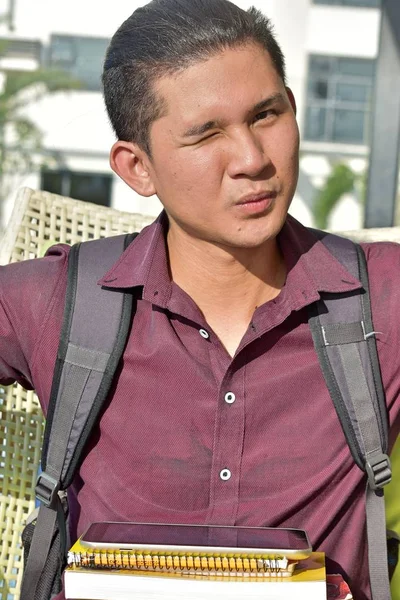 Winking College Filipino Boy Estudiante —  Fotos de Stock