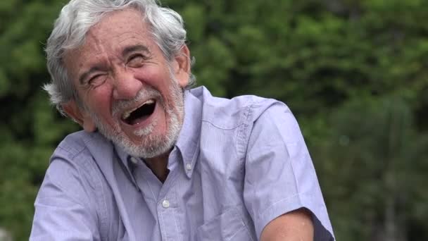 Laughing Senior Elderly Hispanic Man — Stock Video