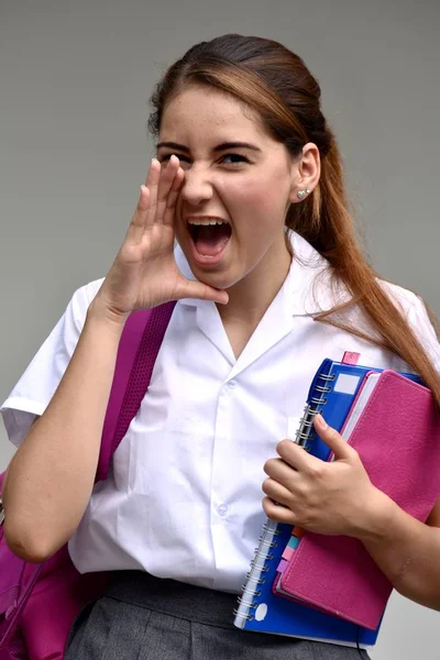 Gritando Católica Colombiana Escola Menina — Fotografia de Stock