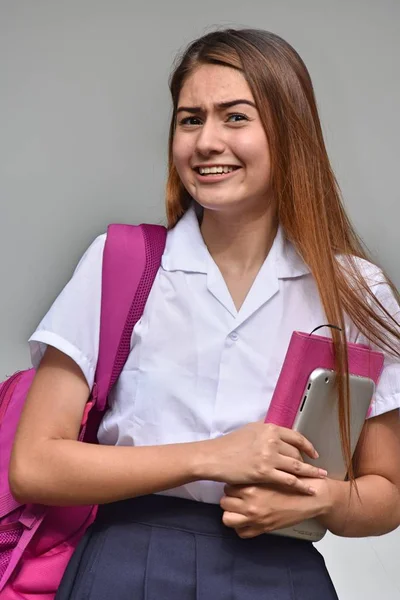 Католическая Колумбийская Студентка Счастье Униформе — стоковое фото