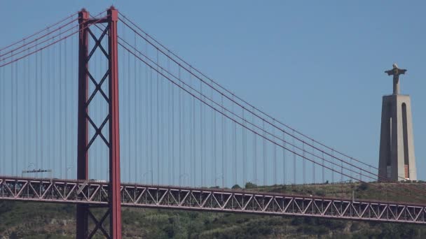 Suspension Bridge Statue Jesus Christ — Vídeo de Stock