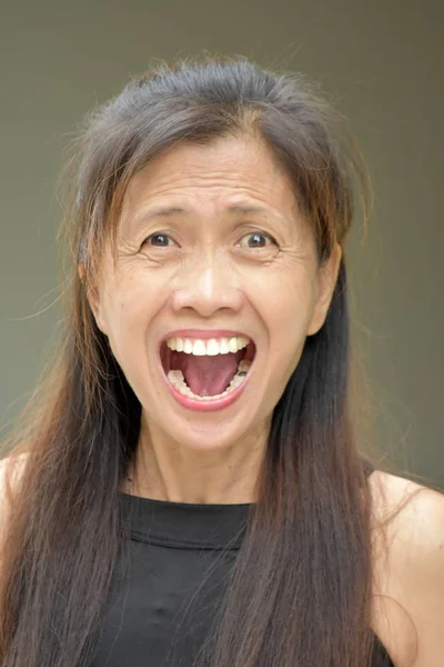 Szalony Azji Kobiece Kobieta Senior — Zdjęcie stockowe
