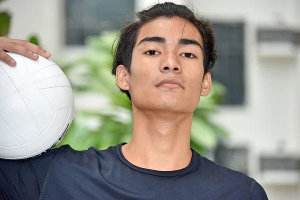 Apto Inemocional Filipino Masculino Atleta Voleibol Jogador — Fotografia de Stock