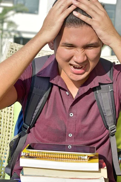Stressed University Diverse Boy Student — Stock Photo, Image