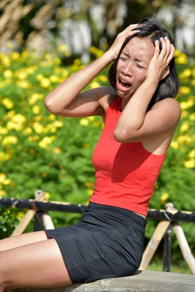 Stressig Asiatisch Erwachsen Weiblich — Stockfoto