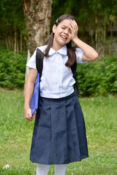 Girl Student And Anxiety Wearing Uniform