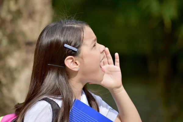 Child Girl Student Shouting Wearing Uniform — Stock Photo, Image