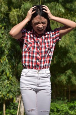 Stres altında Sevimli Asya gençlik