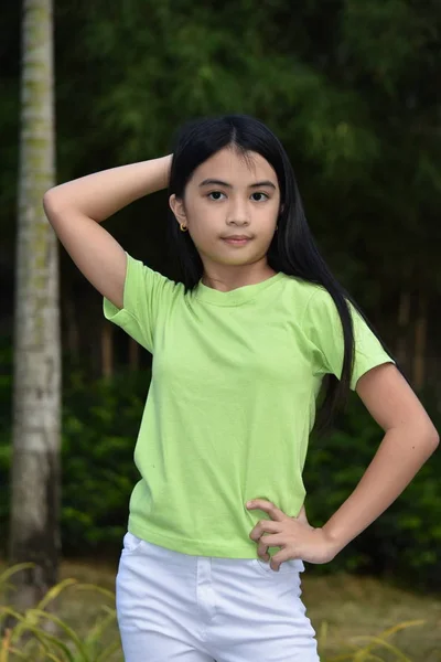 Uma Menina Asiática Posando — Fotografia de Stock