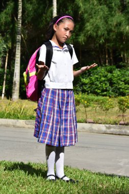 Kitaplar ile kararsız kız öğrenci