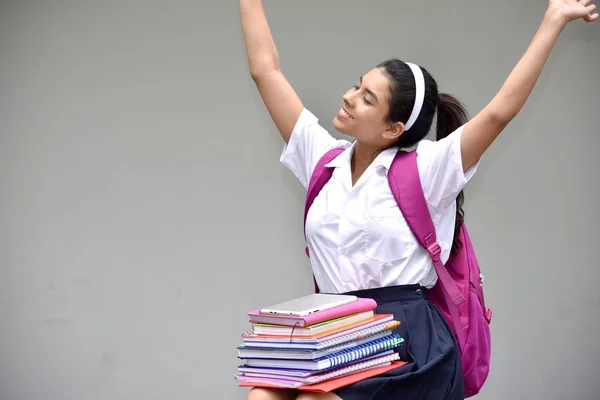 Succès Mignon Colombien Personne Portant Uniforme Scolaire — Photo