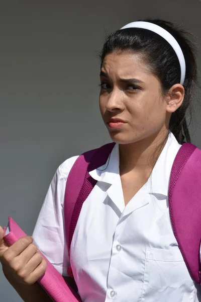 Uma Menina Escola Infeliz — Fotografia de Stock