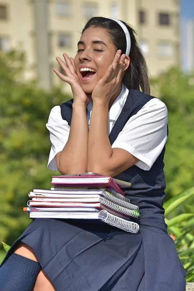 Surprised Colombian Person Wearing Uniform Notebooks — Stock Photo, Image