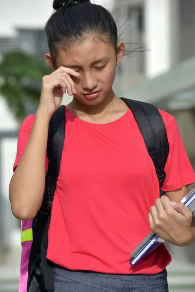 Tearful Cute Filipina Girl Student — Stock Photo, Image
