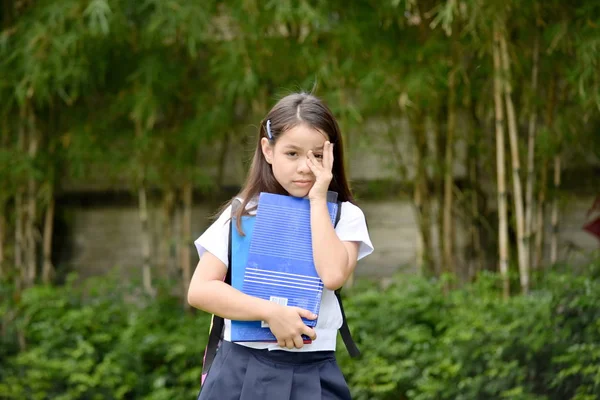 Junge Asiatische Mädchen Student Und Schüchternheit — Stockfoto