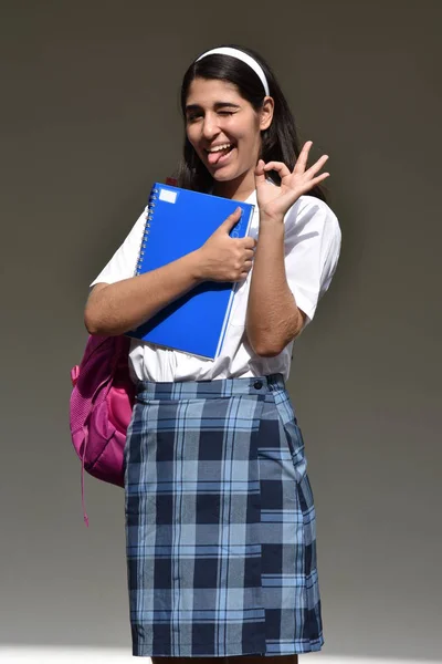 Escola Católica Menina Vestindo Uniforme — Fotografia de Stock