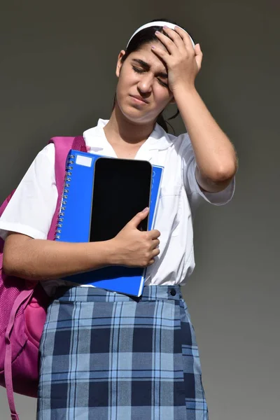 Estudante Ansiedade Vestindo Uniforme — Fotografia de Stock