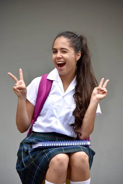 Successful School Girl Wearing School Uniform — Stock Photo, Image