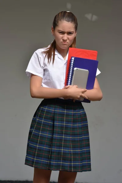 Unhappy Girl Student Books — Stock Photo, Image