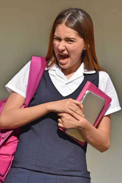 Mad Catholic Person Wearing Uniform With Books