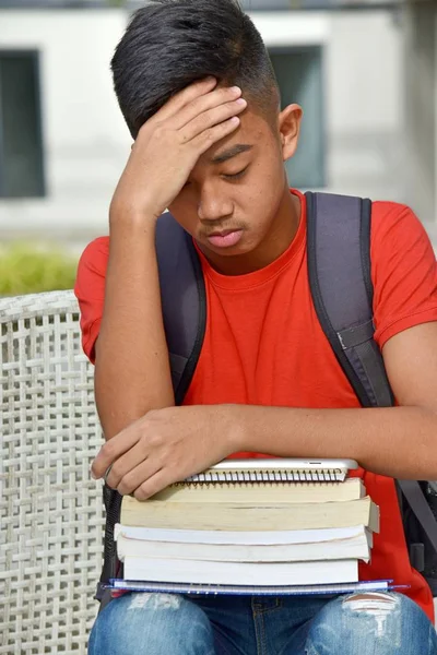 Triste Jovem Asiático Estudante — Fotografia de Stock