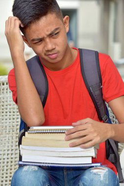 Düşünceli genç Asyalı çocuk öğrenci