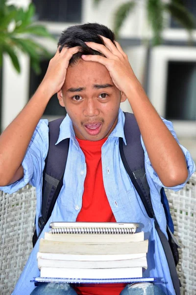 Estudiante Universitario Estresado Con Cuadernos —  Fotos de Stock