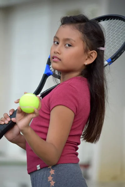 Onbewogen Meisje Tennis Speler Kind Atleet — Stockfoto