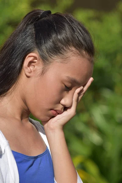 Schöne Asiatische Mädchen Und Depression — Stockfoto