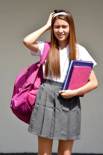 Girl Student And Memory Loss Wearing School Uniform