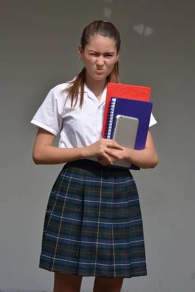 Wściekły Student Nastolatek Uczennice Książek — Zdjęcie stockowe