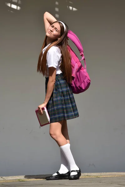 Estudante Colombiano Bonito Estressado Menina Quando — Fotografia de Stock