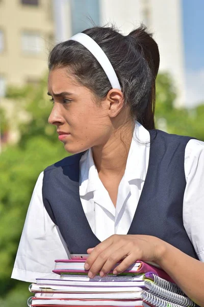 Estudante Menina Católica Sem Emoção — Fotografia de Stock