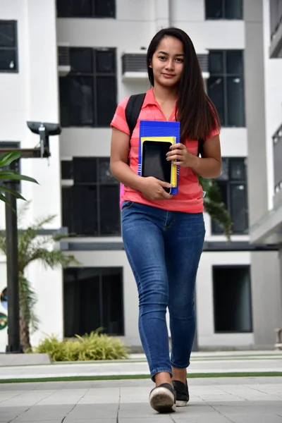 Cute Filipina Student Walking Campus — Stock Photo, Image