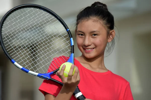 Meisje Tennis Speler Geluk — Stockfoto